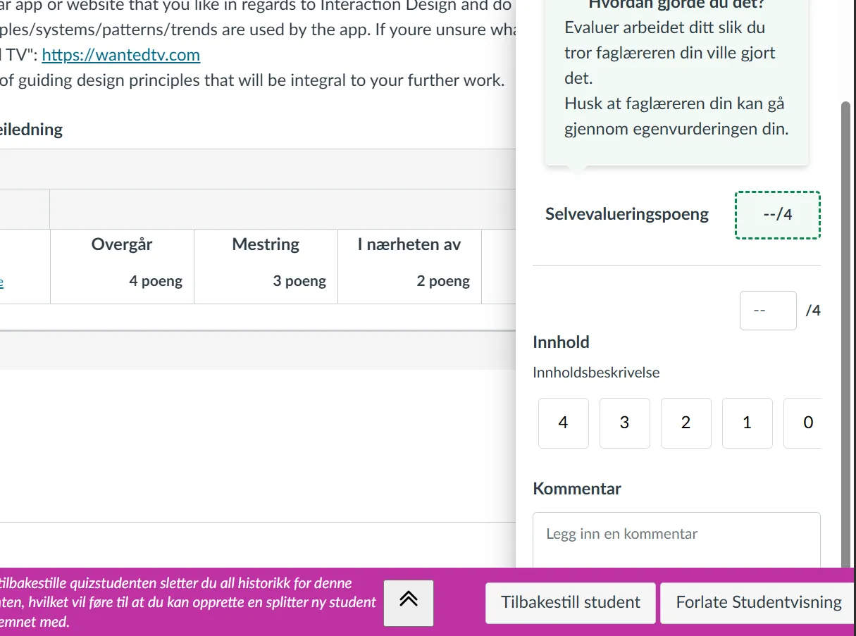 Screenshot of the student view bar blocking part of the screen.